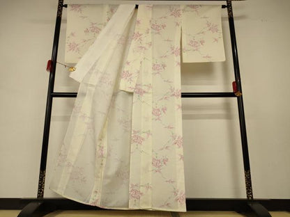 平和屋着物＊夏物 小紋 紗 草花文 正絹 逸品 AABD8931jd