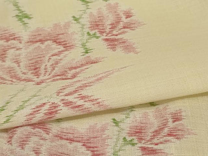 平和屋着物＊夏物 小紋 紗 草花文 正絹 逸品 AABD8931jd