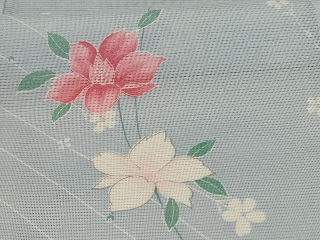 平和屋着物＊夏物 小紋 絽 枝花文 洗える着物 AABD8935jd