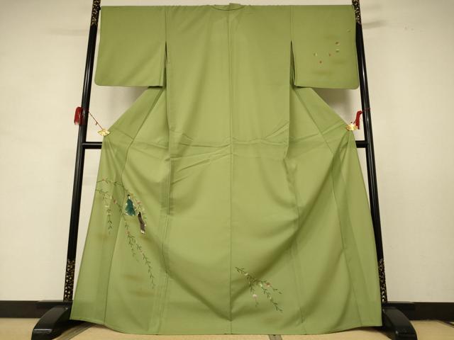 平和屋着物＊夏物 訪問着 絽 人物草花文 金彩 ロング丈 洗える着物 AABD8936jd