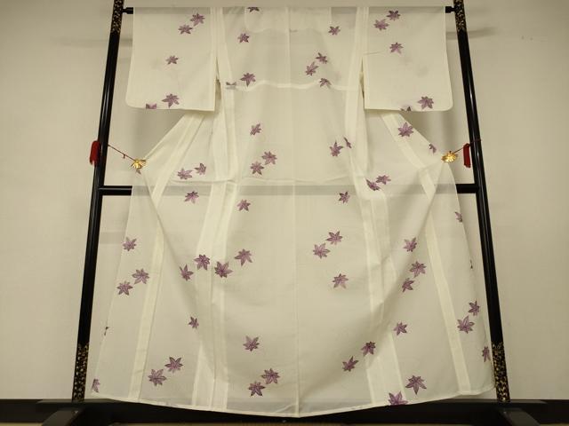 平和屋着物＊夏物 小紋 絽 流水楓文 洗える着物 AABD8938jd