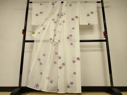 平和屋着物＊夏物 小紋 絽 流水楓文 洗える着物 AABD8938jd