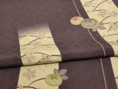 平和屋着物＊夏物 小紋 縦絽 芝花間道 正絹 逸品 AABD8940jd
