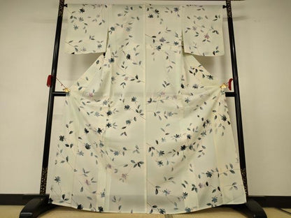 平和屋着物＊夏物 小紋 絽 草花文 暈し染め 正絹 逸品 未使用 AABD8943jd