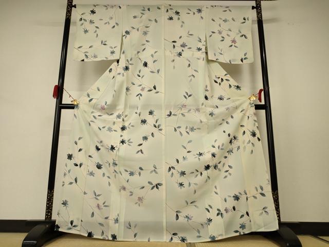 平和屋着物＊夏物 小紋 絽 草花文 暈し染め 正絹 逸品 未使用 AABD8943jd