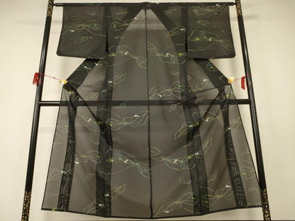 平和屋着物＊夏物 小紋 絽 幾何学文様 洗える着物 AABD8946jd