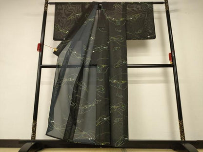 平和屋着物＊夏物 小紋 絽 幾何学文様 洗える着物 AABD8946jd