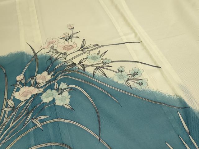 平和屋着物＊夏物 訪問着 絽 草花文 銀彩 洗える着物 AABD8948jd