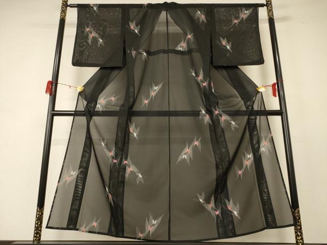平和屋着物＊夏物 小紋 絽 舞蝶文 洗える着物 AABD8950jd
