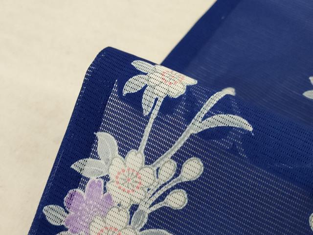 平和屋着物＊夏物 小紋 絽 草花文 洗える着物 未使用 AABD8952jd