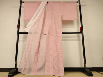 平和屋着物＊夏物 小紋 絽 花鳥文 金彩 洗える着物 AABD8954jd