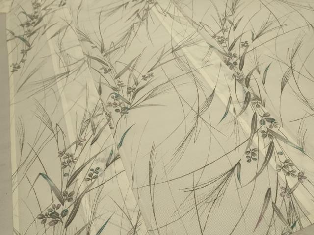 平和屋着物＊夏物 小紋 絽 手描き 草葉文 洗える着物 AABD8956jd