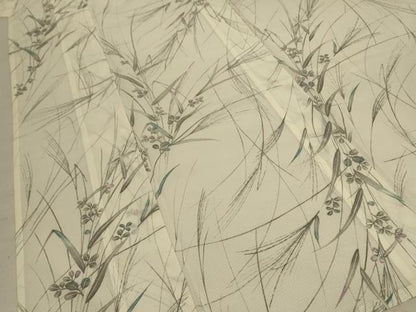 平和屋着物＊夏物 小紋 絽 手描き 草葉文 洗える着物 AABD8956jd