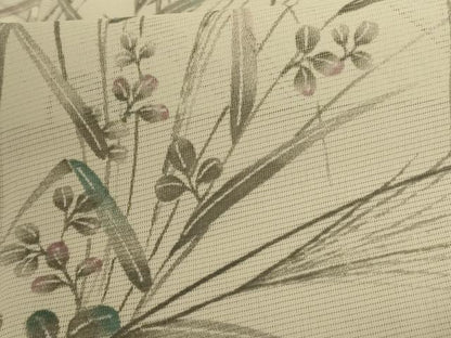 平和屋着物＊夏物 小紋 絽 手描き 草葉文 洗える着物 AABD8956jd