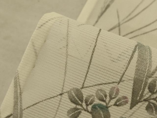 平和屋着物＊夏物 小紋 絽 手描き 草葉文 洗える着物 AABD8956jd