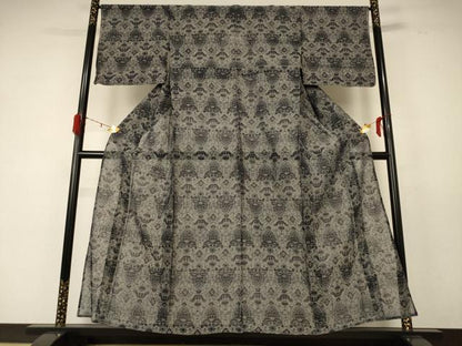 平和屋着物＊夏物 紗紬 幾何学文様 正絹 逸品 AABD8964jd