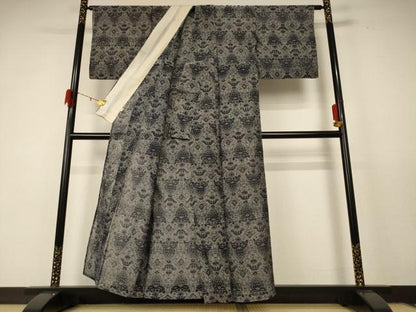 平和屋着物＊夏物 紗紬 幾何学文様 正絹 逸品 AABD8964jd