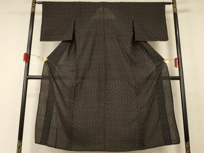 平和屋着物＊夏物 小紋 紗 亀甲文 正絹 逸品 AABD8965jd