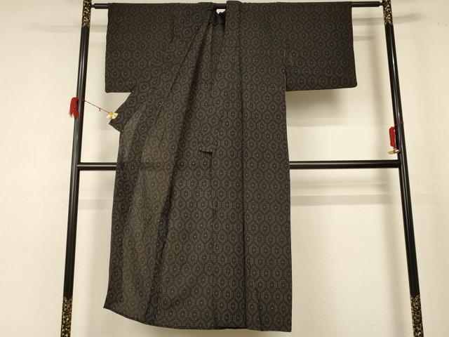 平和屋着物＊夏物 小紋 紗 亀甲文 正絹 逸品 AABD8965jd