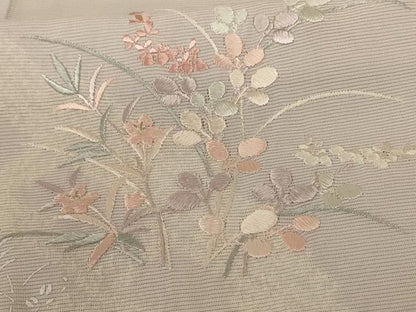 平和屋着物＊夏物 訪問着 絽 刺繍 草花文 銀彩 正絹 逸品 AABD8967jd