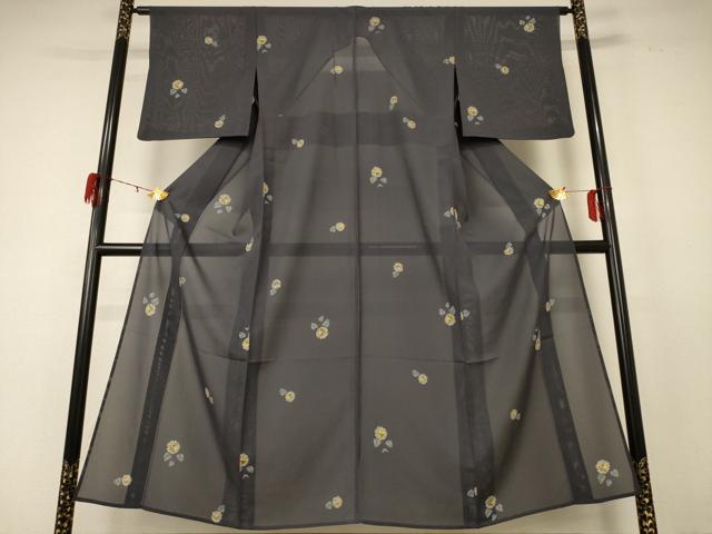 平和屋着物＊夏物 小紋 絽 草花文 正絹 逸品 AABD8969jd