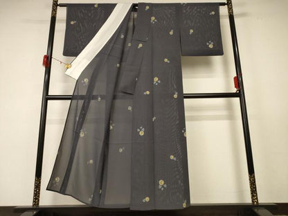 平和屋着物＊夏物 小紋 絽 草花文 正絹 逸品 AABD8969jd