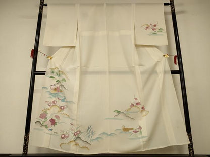 平和屋着物＊夏物 訪問着 絽 花鳥文 銀彩 正絹 逸品 AABD8970jd