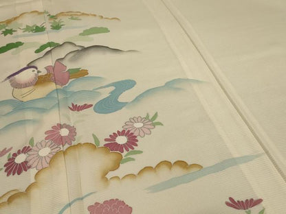 平和屋着物＊夏物 訪問着 絽 花鳥文 銀彩 正絹 逸品 AABD8970jd
