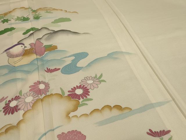 平和屋着物＊夏物 訪問着 絽 花鳥文 銀彩 正絹 逸品 AABD8970jd