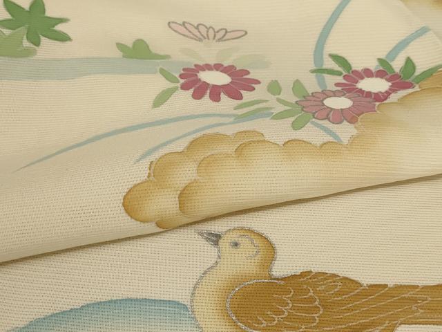 平和屋着物＊夏物 訪問着 絽 花鳥文 銀彩 正絹 逸品 AABD8970jd