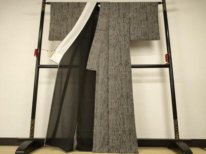 平和屋着物＊夏物 小紋 絽縮緬 霞文 正絹 逸品 AABD8971jd