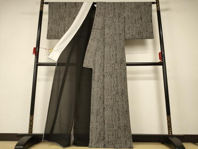 平和屋着物＊夏物 小紋 絽縮緬 霞文 正絹 逸品 AABD8971jd