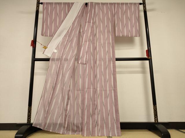 平和屋着物＊夏物 小紋 紗 間道 洗える着物 AABD8972jd