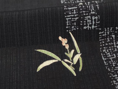 平和屋着物＊夏物 小紋 紗 草花文 洗える着物 未使用 AABD8973jd