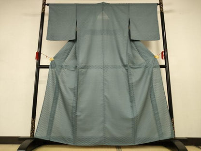 平和屋着物＊夏物 色無地 変わり絽 湊鼠色 正絹 逸品 AABD8977jd