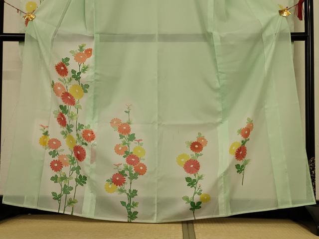 平和屋着物＊夏物　振袖　絽　草花文　洗える着物　AABD8979jd
