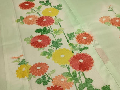 平和屋着物＊夏物　振袖　絽　草花文　洗える着物　AABD8979jd