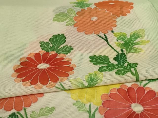 平和屋着物＊夏物　振袖　絽　草花文　洗える着物　AABD8979jd