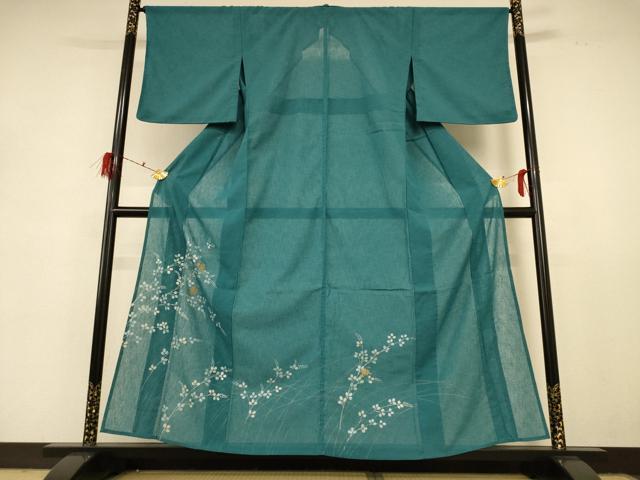 平和屋着物＊夏物 訪問着 紗 萩 蝶 金彩 洗える着物 AABD8980jd
