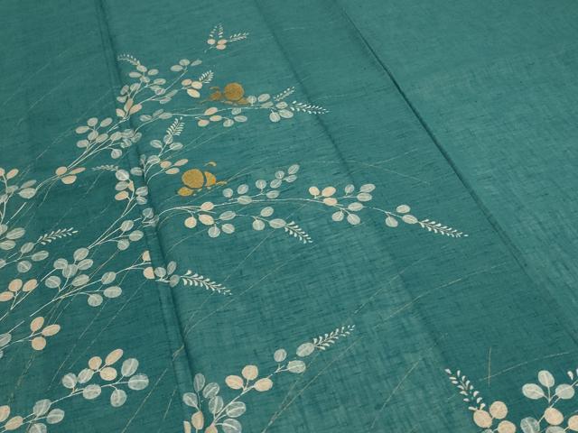 平和屋着物＊夏物 訪問着 紗 萩 蝶 金彩 洗える着物 AABD8980jd