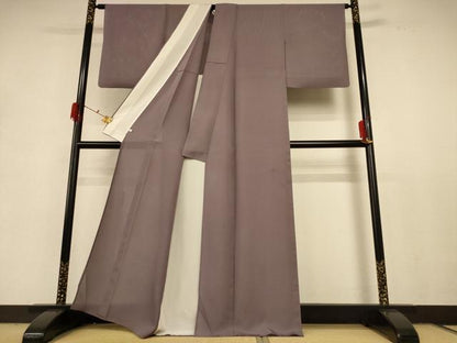 平和屋着物＊本加賀友禅作家 毎田健治 夏物 色無地 絽 江戸鼠色 東武百貨店扱い 正絹 逸品 AABD8982jd