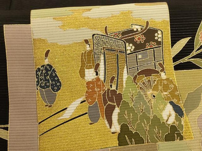 平和屋着物＊夏物 黒留袖 絽 色紙人物花文 金彩 正絹 逸品 AABD8983jd
