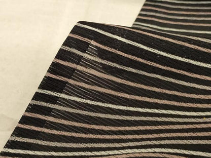 平和屋着物＊夏物　小紋　絽　よろけ縞　正絹　逸品　AABD8985jd