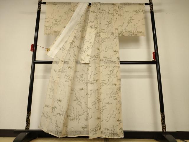 平和屋着物＊夏物 紗紬 文字文 正絹 逸品 AABD8987jd