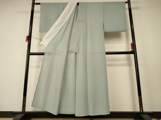 平和屋着物＊夏物 色無地 絽 千草鼠色 正絹 逸品 AABD8988jd
