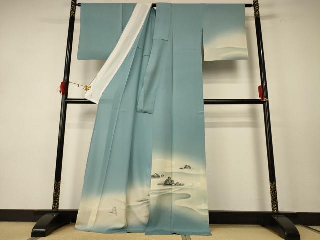 平和屋着物＊夏物 訪問着 絽 風景文 暈し染め ロング丈 正絹 逸品 AABD8993jd