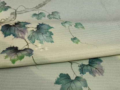平和屋着物＊夏物　訪問着　絽　手描き　蔦の葉文　暈し染め　ロング丈　正絹　逸品　AABD8995jd