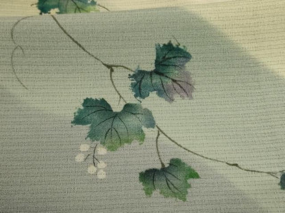 平和屋着物＊夏物　訪問着　絽　手描き　蔦の葉文　暈し染め　ロング丈　正絹　逸品　AABD8995jd