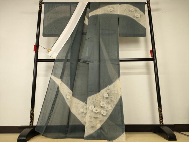 平和屋着物＊夏物 訪問着 紗紬 草花文 正絹 逸品 AABD8997jd