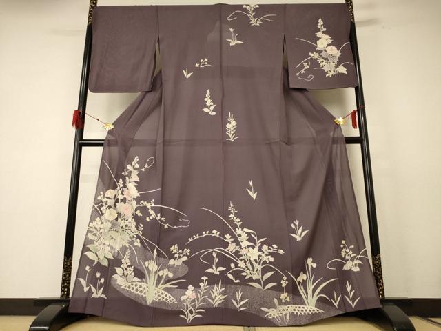 平和屋着物＊夏物 訪問着 絽 草花文 金彩 正絹 逸品 AABD8998jd